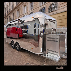 Chariot carré en acier inoxydable argenté, style américain, design cheminée, mobile, remorquable, pour la vente de glaces et de snacks en rue - Product Image 4