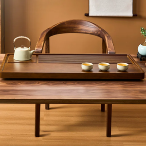 ขายตรงจากโรงงาน ถาดชาไม้เนื้อแข็งทรงสี่เหลี่ยมพร้อมฟังก์ชั่นเก็บน้ำ เหมาะสำหรับใช้ในบ้านและสำนักงาน - Product Image 6