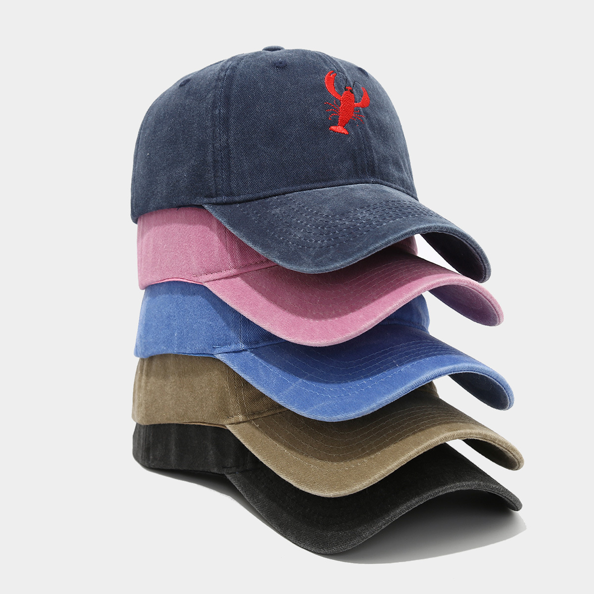 Gorra De Béisbol Ajustable Con Bordado De Langosta - Unisex, Estilo Vintage Lavado, Ideal Para Hombre Y Mujer