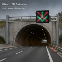 Feu de signalisation LED en plastique de 300 mm avec affichage croix rouge et flèche verte, protection IP65 pour le contrôle des arrêts et des passages sur la voie de circulation