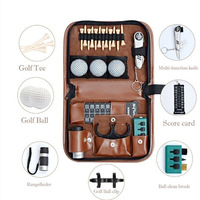 Ensemble cadeau de golf de haute qualité, pochette portable, ensemble d'accessoires de golf, balles, marqueur de score, télémètre, outil de réparation de divots, étui en cuir de haute qualité