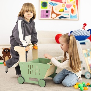 Jouets de marche en bois bon marché pour bébé de 1 an apprenant à marcher caddie en bois - Product Image 6