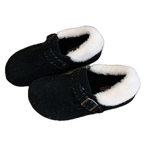 Mules vintage tissées à semelle épaisse et bout fermé pour <span class=keywords><strong>femme</strong></span>, nouveau style automne-hiver 2025, à enfiler avec boucle pour extérieur, en daim - Product Image 1