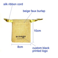 Sac de rangement personnalisé en faux toile de jute et lin pour bijoux, perles, bracelets, bagues et boucles d'oreilles avec logo imprimé