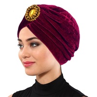 Chapeau turban plissé orné d'alliage chapeau ethnique indien couvre-chef église mariage voile casquette pour femmes dames