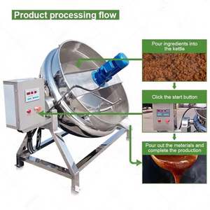 Chaudière de cuisson à vapeur, à gaz ou électrique, à enveloppe chauffante, de 50 litres à 1000 litres, pour la pâte de tomate, la soupe, le sucre - Product Image 2