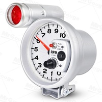 MrGauge Tachometer Digital LED 5 Inch 127mm 0-10*1000RPM Warna Perak Hitam dengan Lampu, Kustomisasi Pabrik Langsung untuk Meteran Mobil