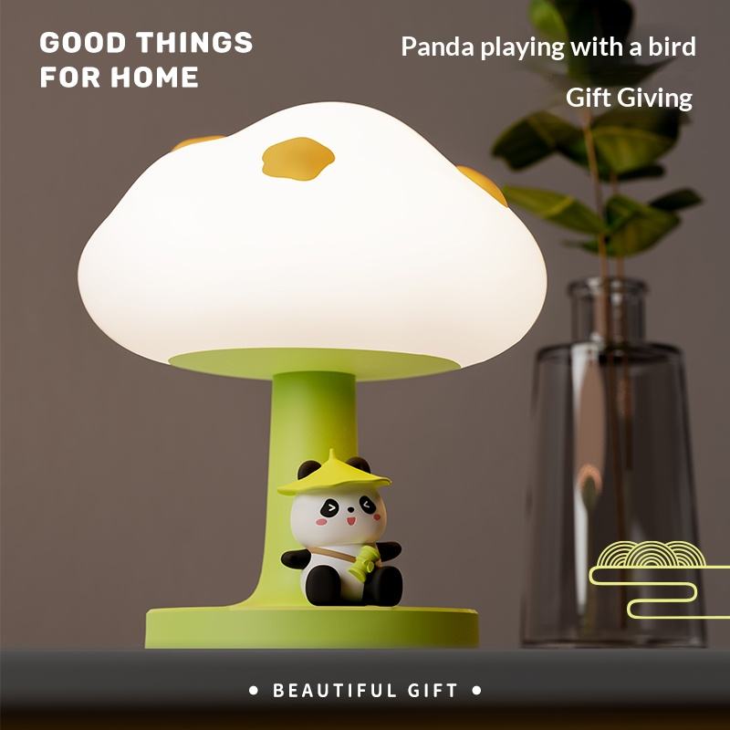 Unique Cloud Design Panda LED ABS Night Light Touch USB Rechargeable Dimmable Warm White Table Lamp Home Decor Children's