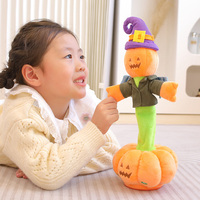 Ours en peluche Botu Danseur d'Halloween, super doux en coton PP, avec fleurs torsadées, chant et lumière, cadeaux dans un sac OPP