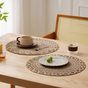 Style bohème rond 38cm napperons tissés en tissu de <span class=keywords><strong>jute</strong></span> personnalisé pour fête mariage cuisine Table à manger tapis - Product Image 6