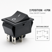 Sakelar Rocker KCD4 4 Pin DPST 16A 250V ON/OFF Heavy Duty Panel Mount untuk Kapal, Kendaraan Laut, Mobil, RV, Mesin, dan Peralatan