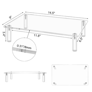 Elm rõ ràng <span class=keywords><strong>Acrylic</strong></span> 8mm dày tùy chỉnh thiết kế màn hình máy tính xách tay đứng hiện đại mạnh mẽ chống trượt miếng đệm tiết kiệm không gian máy tính <span class=keywords><strong>Riser</strong></span> - Product Image 1