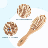 Set de Cepillo y Peine de Madera Personalizado con Logo para Bebés, con Cerdas Suaves de Pelo de Cabra, para Recién Nacidos y Niños Pequeños, Set de Regalo Ecológico para la Capilaria