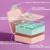 Boîte à lunch moderne en plastique PP à 4 compartiments avec poignée, boîte bento hermétique pour enfants, adultes et adolescents, pour le rangement, fabriquée en Chine