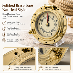 Reloj de Pared de Cuarzo Náutico de Latón Sólido, Resistente al Agua, para Yate, Barco, RV, Decoración del Hogar - Product Image 5