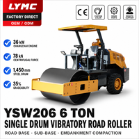 Compacteur de sol vibrant YSW206A de 6 tonnes avec capacité de montée de 35 % et une dégagement au sol de 280 mm