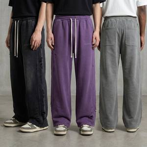 Pantaloni da Uomo Streetwear Pesanti, Larghi, Effetto Acido, <span class=keywords><strong>Gamba</strong></span> Larga, Taglio Dritto, con Stampa Grafica Personalizzata - Product Image 1