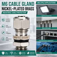 Presse-étoupe étanche CE ROHS M6 IP68 en laiton nickelé pour câble électrique industriel 1-3,5 mm