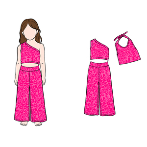 Conjunto de Pantalones de Campana y Top de un Solo Hombro B2 para Niñas, Lindo, de Color Sólido, Cómodo y Transpirable, Ropa de Bebé, Conjunto de Jersey de Nailon/Algodón - Product Image 5