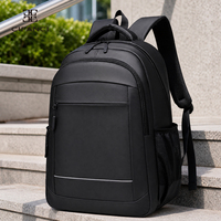 Sac à dos pour ordinateur portable en toile Oxford noire avec compartiment rembourré, fiable pour les étudiants et les courts voyages d'affaires