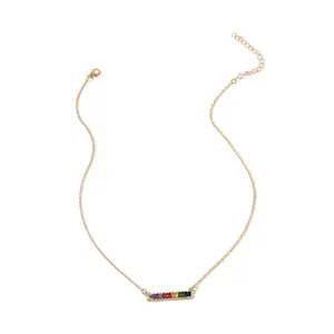 Rakol APHHAN059 set jewelry cristal cz with rhodium plated brass colourful rainbow charm pendent for promotion