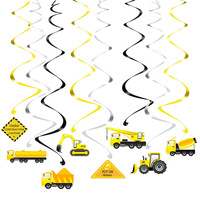 Camion de pompiers, véhicules de Construction, thème d'anniversaire, bannière, gâteau, ensemble en spirale pour garçons, fournitures de décoration de fête d'anniversaire