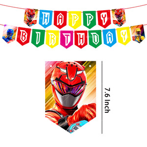 Fournitures de fête Rangering à thème héros, bannière, ballon en latex, décoration de fête <span class=keywords><strong>Super</strong></span> Ninja, bannière Joyeux Anniversaire, décorations de gâteau DIY - Product Image 6