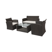 Ensemble de canapé en acier Joyeleisure KD 4 pièces avec coussins et table basse, design contemporain, pliable pour une utilisation en extérieur