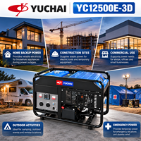 Générateur à essence Yuchai YC12500E-3D 12,5 kVA, type ouvert, démarrage électrique, AVR, alimentation de secours portable pour la maison, la construction et les situations d'urgence