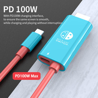 Cable Adaptador de Carga Rápida Tipo-C a HDTV 4K 60Hz PD 100W para Switch 1/2, Laptop, Teléfono Móvil, Consola de Juegos, Steam Deck, USB C Hub