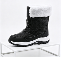 Bottes de neige imperméables pour femme, pour la saison froide, avec lacets, doublure en fourrure moelleuse, col en cuir verni souple, confortables et durables