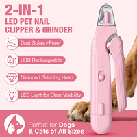 Cortauñas y Lima de Uñas Recargable 2 en 1 para Perros y Gatos, para Perros Grandes, Medianos y Pequeños, con Luz LED
