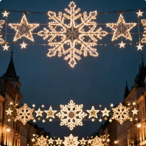 IP65 Waterproof <b>Pole</b> Mounted Metal LED Snowflake Motif <b>Lights</b>, Outdoor Christmas & Festival Holiday Decoration Lighting - Product Image 1