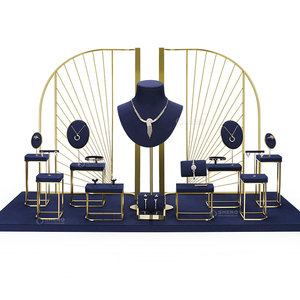 Ensemble de présentoirs à bijoux en métal de haute qualité, présentoirs à bijoux en velours de luxe fabriqués en usine, présentoirs à bijoux personnalisés pour vitrine de magasin - Product Image 2