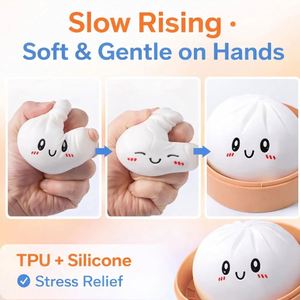 Custom Steamed Bun Squishy Toy with Steamer Anti-Stress Squeeze Dumpling Soft TPR <b>Fidget</b> Toy for Kids Adult Relief - Product Image 3