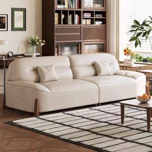 Sofá de cuero de estilo crema de alta calidad, sofá suave de nuevo diseño para sala de estar, sofá minimalista bonito para el hogar, sofá barato personalizable - Product Image 3