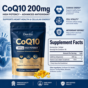 Cápsulas Blandas Veganas de CoQ10 OEM 200mg, Antioxidante Natural Puro para la Salud Cardiovascular, Energía Celular, Apoyo Inmunológico, Sin Gluten ni OMG - Product Image 2