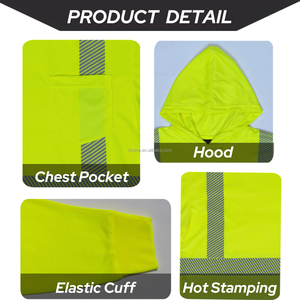 Camisetas de Seguridad Reflectantes de Manga Larga Clase 3 Fluorescentes con Capucha, Logo Personalizado, UPF 50+ y Transpirables para Ropa de Trabajo - Product Image 2