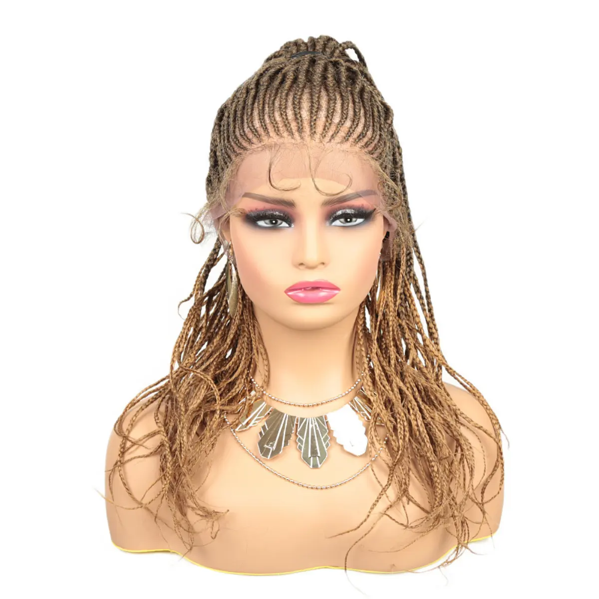 Hand-Tied Front Swiss Lace Braided Wig Premium Quality Synthetic Lightweight Box Braided Wig Box Braids Wigs