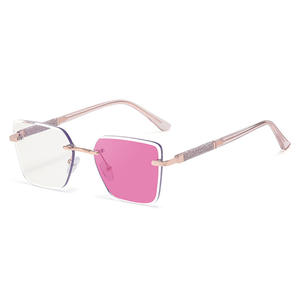 Gafas de sol fotocromáticas cuadradas sin montura KJL-95030 para mujer, lentes de PC con protección UV400, montura de aleación de zinc, patillas con resorte, diseño moderno. - Product Image 5