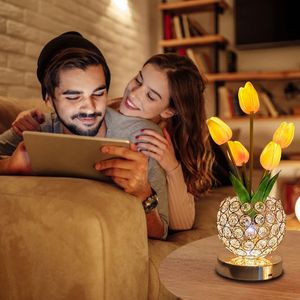Produits pour la maison intelligente, lampes en cristal en forme de tulipe, gradation infinie, commande tactile, lampe de bureau, lumière chaude, lampe de nuit en forme de tulipe, chambre à coucher - Product Image 5
