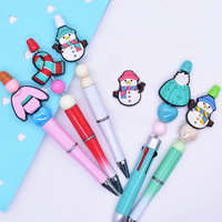 Perles colorées d'hiver style dessin animé, perles en PVC souple double face, perles lâches DIY, accessoires de perles focales bonhomme de neige et flocon de neige