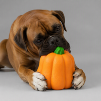 YAOYUE Jouet à mâcher pour chien Citrouille Orange en caoutchouc, pour le nettoyage dentaire, couineur, flottant, pour chiens de taille moyenne et grande