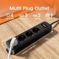 Multiprise portable ignifuge 10-en-1 multifonctionnelle avec ports USB et protection contre les surcharges, prise d'extension UE pour la maison