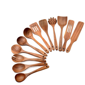 Juego de utensilios de cocina de madera de acacia, 8 piezas, espátula de madera maciza, cuchara, herramientas de cocina para preparación de sushi japonés - Product Image 4
