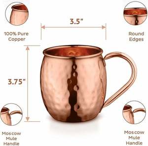 Juego de 2 tazas de cóctel Moscow Mule pulidas de cobre brillante con pajita y medidor de clavijas, Decoración de mesa y accesorios de Bar - Product Image 4