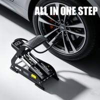 Pompe à pied manuelle haute pression portable BAIMEI pour voitures, motos, VTT, avec manomètre intégré