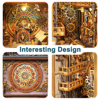 Kit de construction de maison de poupée et coin lecture DIY double face Tour de l'Horloge Tonecheer Trade Only, puzzle 3D en bois pour les détaillants de briques et de mortier