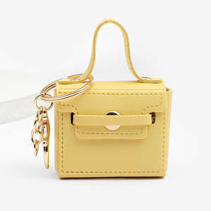 Gantungan kunci kulit PU Mini mewah Dompet cincin kunci mobil desainer gantungan kunci dompet koin penutup Earphone casing lembut tahan lama kualitas tinggi - Product Image 2