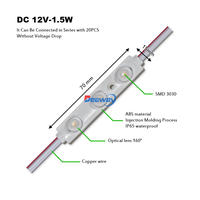 Module LED blanc à injection SMD 2835 12V 3 lumières 1,5W IP65 pour boîte lumineuse